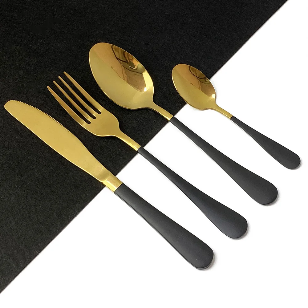 4Pcs/Set Dinnerware 304 Stainless Steel Mirror Rainbow Cutlery Set Kitchen Fork Coffee Spoon Knife Tableware Silverware Set