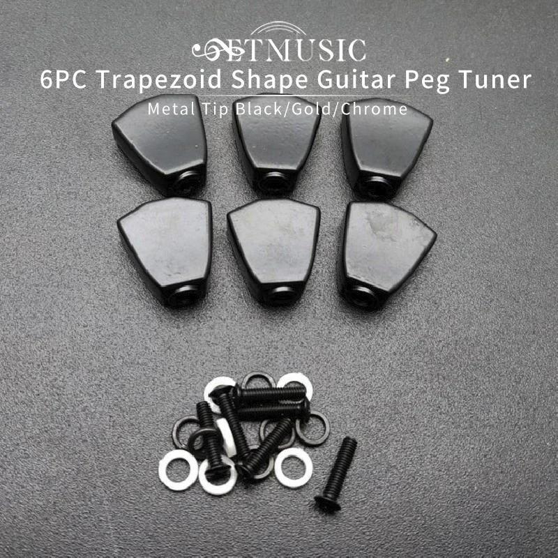 6Pcs Trapezoid Metal Guitar Tuning Pegs keys Tuners Machine Heads Replacement Buttons knobs Handle Black/Gold/Chrome