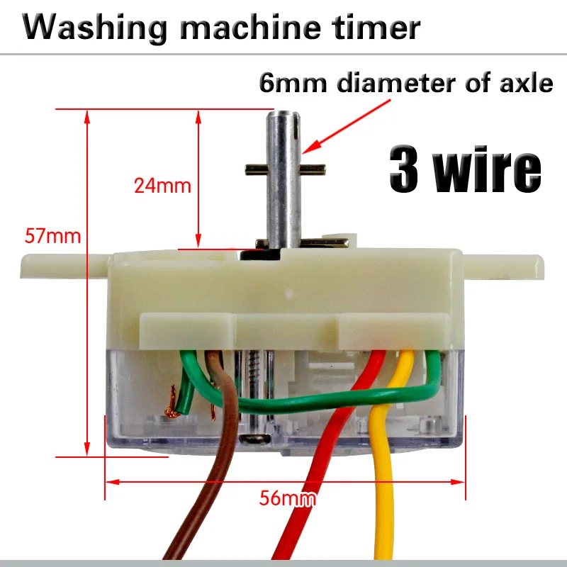 Temporizador de lavadora semiautomático de doble cilindro, 3 cables, 180 grados, interruptor de temporizador