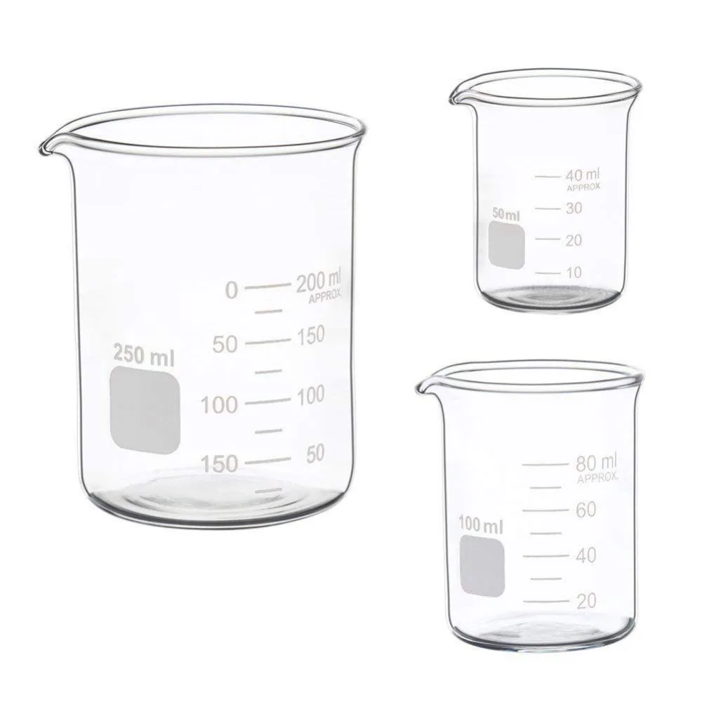 1-7PCS New 5/10/25/50/100-500ml  Pyrex  Glass beaker Borosilicate GG-17 Graduated Beakers  Measuring Glass Chemistry Beakers