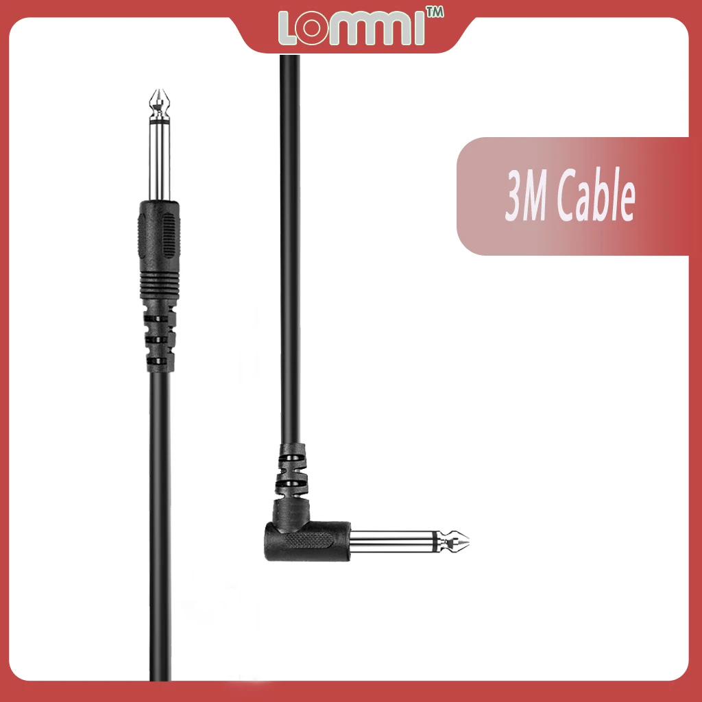 

LOMMI 3M Guitar AMP Cable Electric Patch Cord Guitar Amplifier Amp Guitar Cable 2 Plugs Black Instrument 6.35mm Male Jack Cable