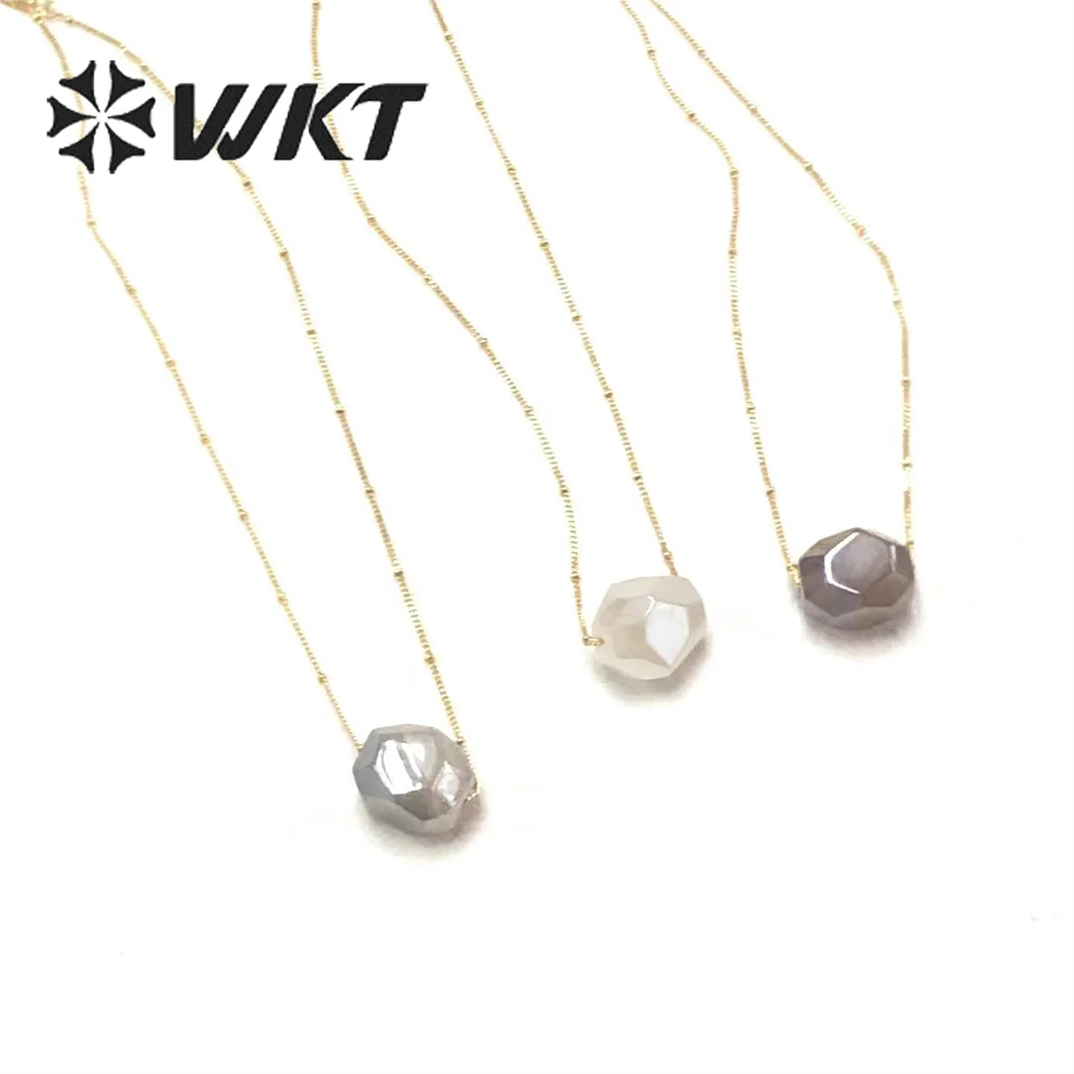 WT-N1329 WKT Graceful Charming Grey Agates With Aura Pendants Necklace Amazing Jewelry Best Gift For Christmas Chic Lady