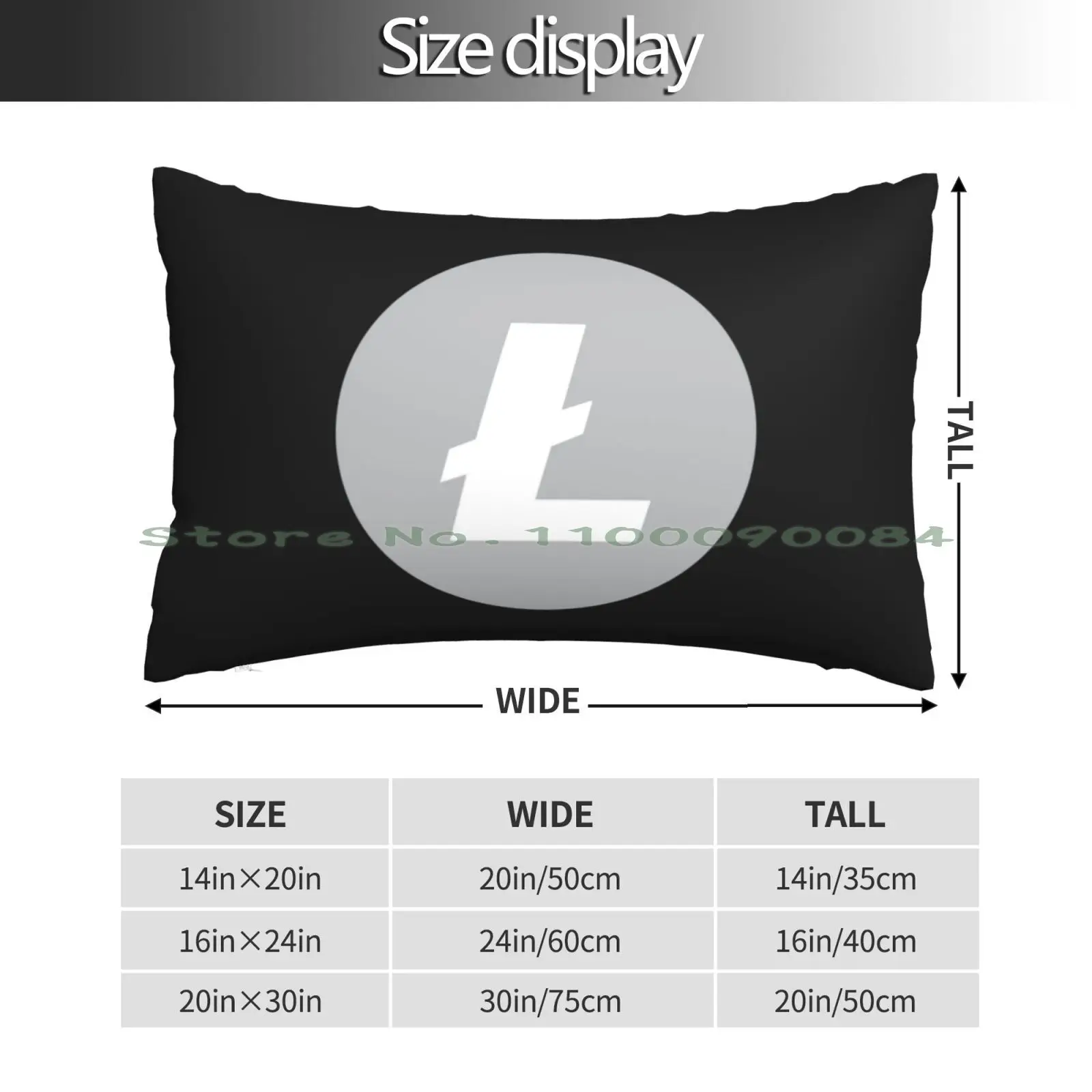 Lite Coin-Ltc Pillow Case 20x30 50*75 Sofa Bedroom Doge Crypto Meme Elon Musk Long Rectangle Pillowcover Home Outdoor Cushion