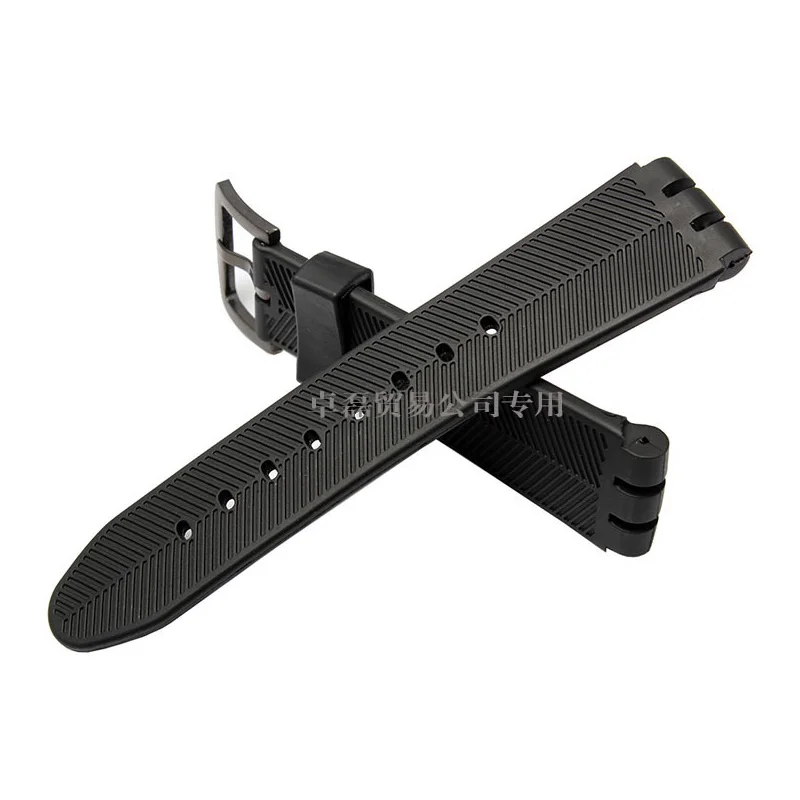 Silicone Rubber 23MM Black Strap Special for Swatch Watch YOS440 449 401G 447 448 IRONY Sports Waterproof Wristband Bracelet