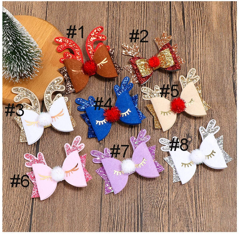 24pc/lot Christmas Hair Clip Christmas Decoration Hairpin XMAS Antlers Deer Hair Clip For Girls Kids Party Hair Accessories