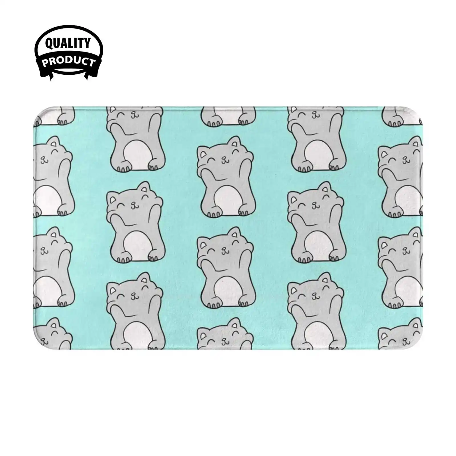 Sleepy Kawaii Cat Full Color Soft Cushion Home Carpet Door Mat Car Rug Cat Character Fat Cat Chubby Cat Fluffy Cat Cats Kitten