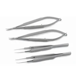 4pcs/set Ophthalmic microsurgical 12.5cm scissors+Needle holders +tweezers stainless steel surgical tools