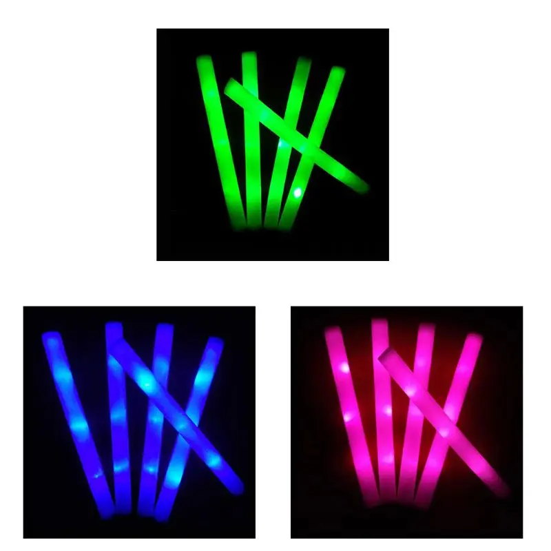 Light-Up Foam Sticks LED Soft Batons Rally Rave Glow Wands Multicolor Cheer Flashing Tube Concert For Festivals Party