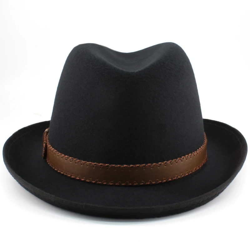 Men Women Wool Blend Classical Retro Homburg Hats Party Fedora Caps Outdoor Trilby Sunhat Jazz Winter Warm Adjustable Size M-L