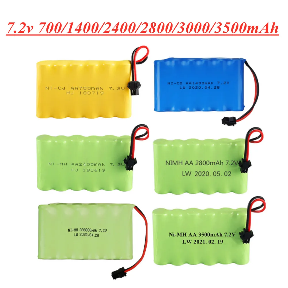 7.2V NI-MH NI-CD battery 700mAh/1400mAh/2400mAh/2800mAh/3000mAh /3500mah for RC Toys Cars Trucks Tank Guns RC TOYS 7.2v battery