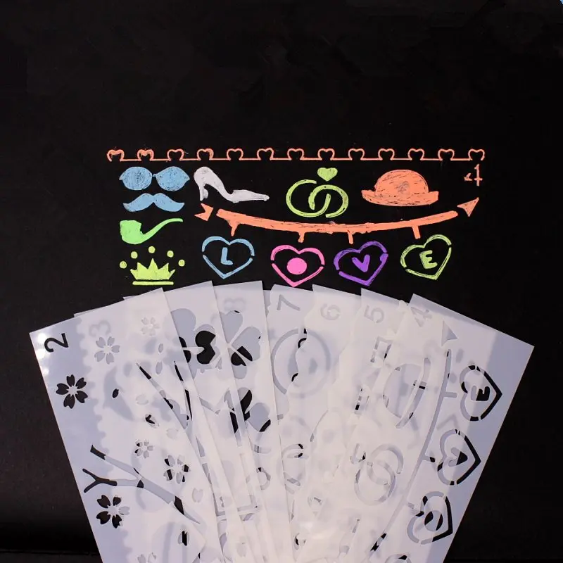 Cartoon Children Lace Ruler Diy Handmade Materials Production Drawing Template Drawing Hollow Tool Accessories 2021