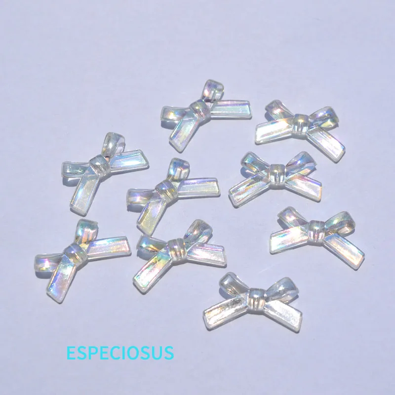 DIY Necklace Department Cartoon Bow Charms Multi Color Plated Bowknot Pendants Big Acrylic beads 34*19MM Jewelry Making Findings