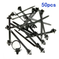 Cars Mount Wire Tie Clip Releasable Nylon Tie Wrap Cable Fastening Clips Self-locking Plastic Zip Tie 50PCS