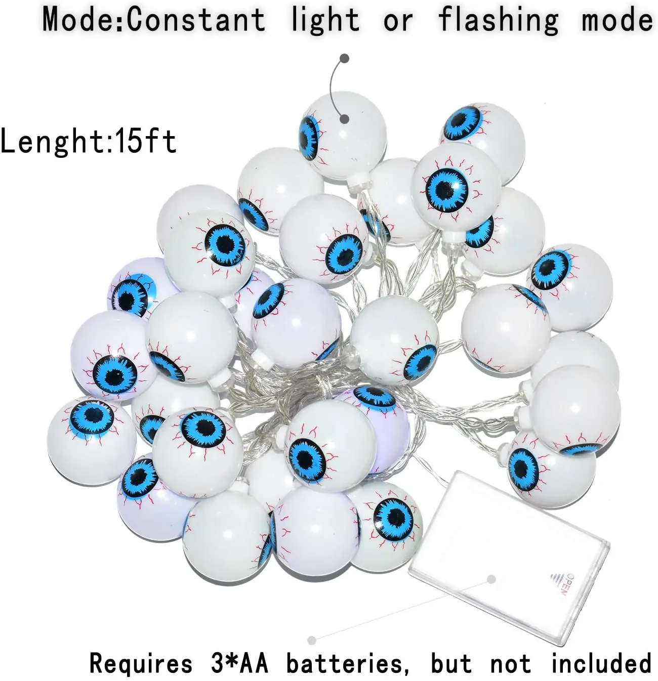 3M Halloween LED Eyeball Light String batteria 30 LED Ghost Eye Light Colorful DIY Halloween Home Party Atmosphere Decor Lamp