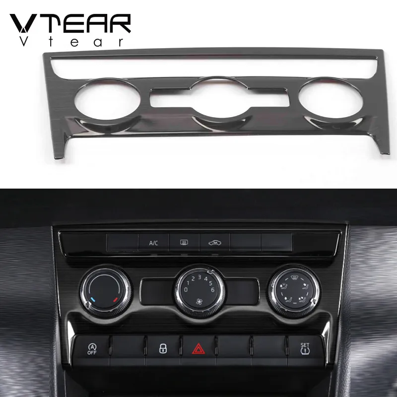 Vtear for Skoda Karoq Accessories Car Interior Air Conditioning CD Console Panel Cover Trim Frame Decoration Mouldings Auto 2023