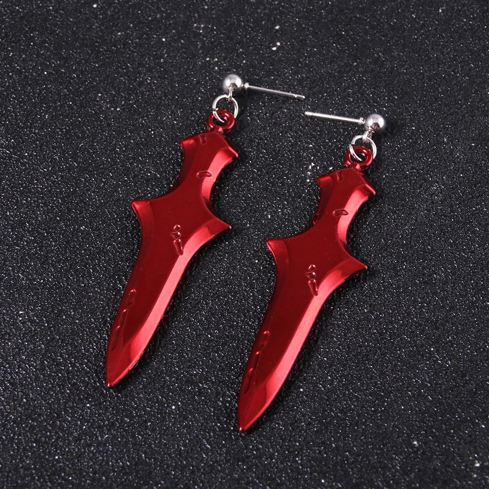 Anime Shaman King Yoh Asakura Earrings Tao Ren Sword Drop Earrings for Women Men Ear Clip Jewelry Cosplay Props