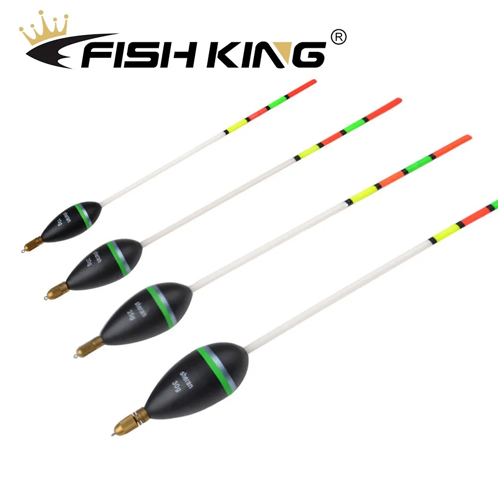 FISH KING Fishing Float 15g20g25g30g Bobber Cork Floating Float Wood 25-28.5cm Vertical Buoy Pesca  Sea Fishing Tackle