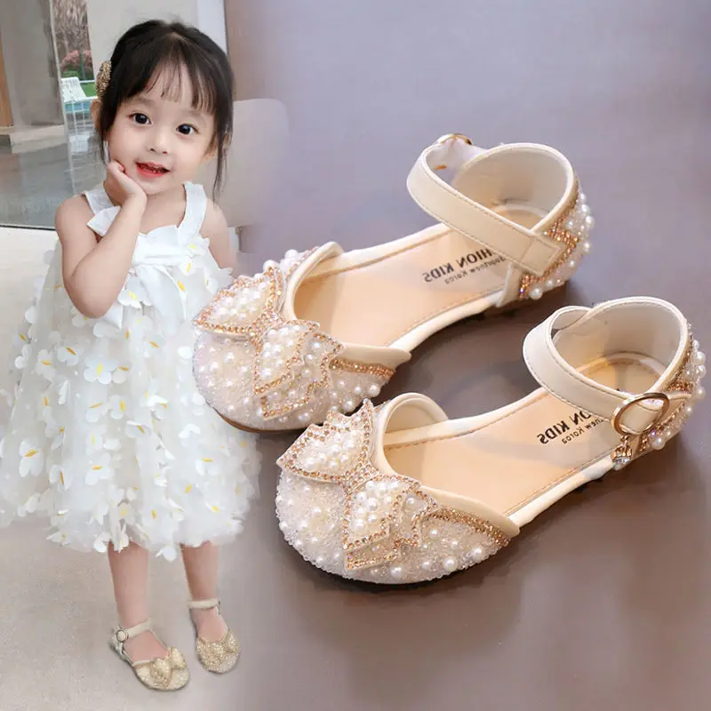 Children's Flats Lace Flower Casual Party Shoes Baby Student Girl Shoes for Kids Soft Sole Leather Flats Zapatillas Size 21-34