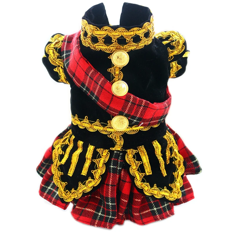 Handmade Dog Clothes Pet Supplies Scottish Plaid Kilt Royal Style Velvet Uniform Tuxedo Suit Cats Poodle Yorkie Maltese Jackets