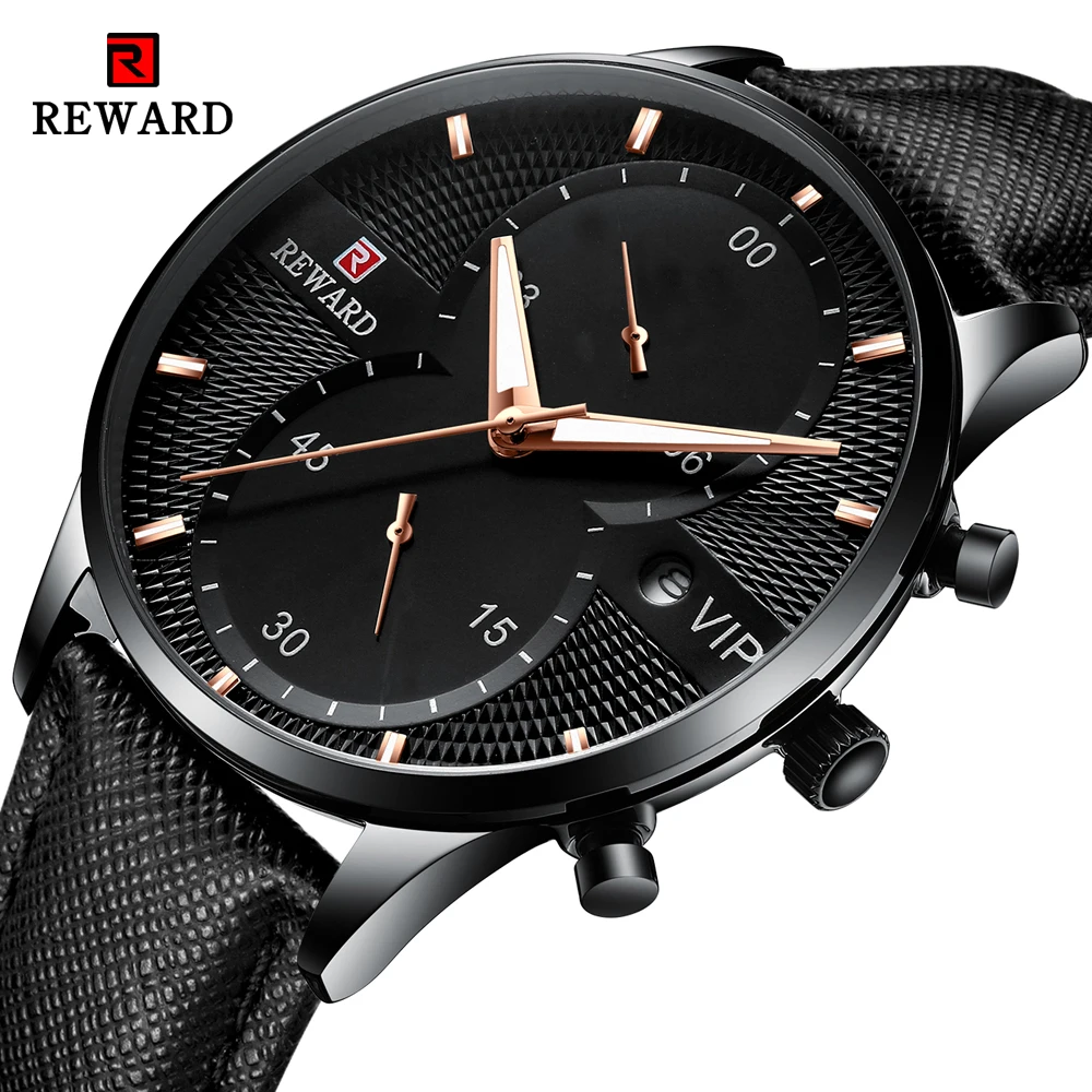 REWARD Brand Men Watch Chronograph Fashion Sport Quartz Wrist Watch Men Casual Leather Waterproof Watches Relogio Masculino