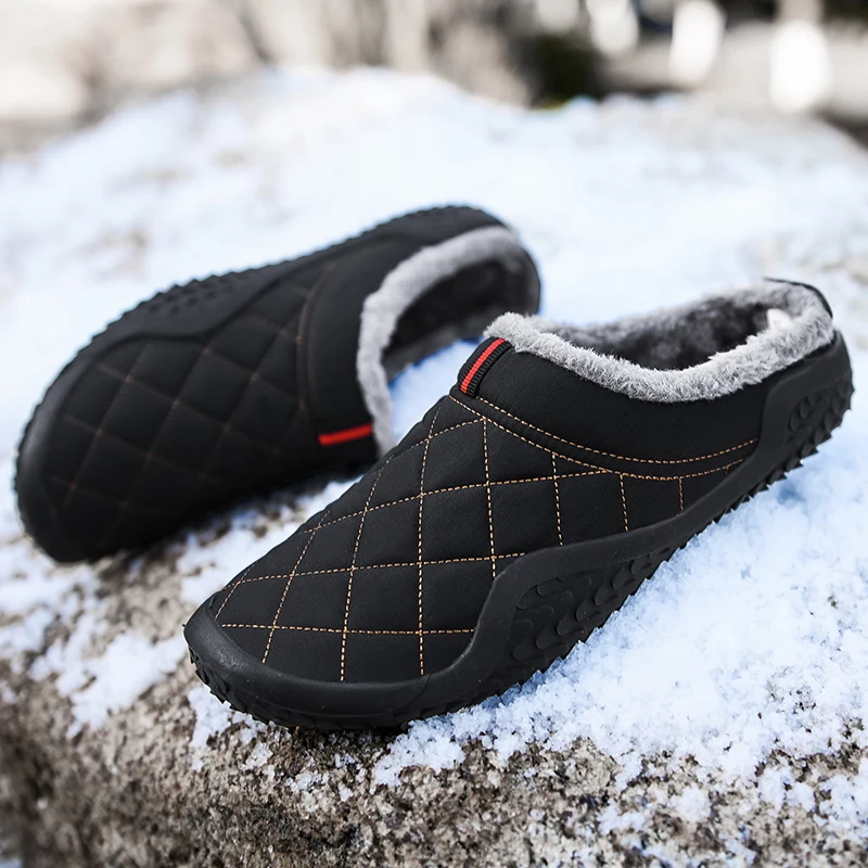 Slippers Men's Winter Outdoor Men's Shoes Waterproof and Cold-proof Non-slip Casual Shoes Men's Plush Warm Home Cotton Slippers