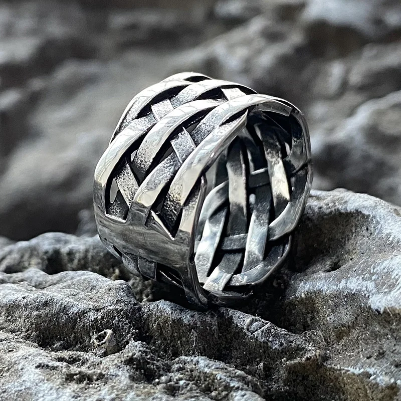 Weave Knot Viking Stainless Steel Ring Nordic For Men Gift Retro Womens Jewelry Vintage Fashion Metal Steel  Geometric Wholesale