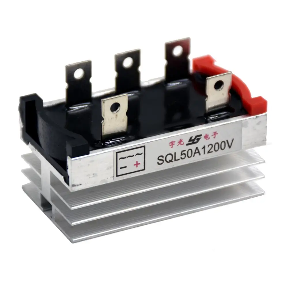 1200V 50A 3 Phase Diode Bridge Rectifier AC To DC，Charger, Aluminum Metal Case, Big Heat Sink/Cooling Block