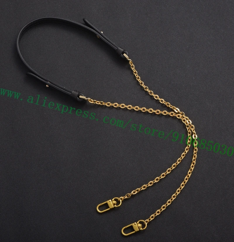 Black Vegetable Tanned Calf Leather Silvery Metal Chain Shoulder Strap For Designer Women Handbag Lady Bag Parts Substitute