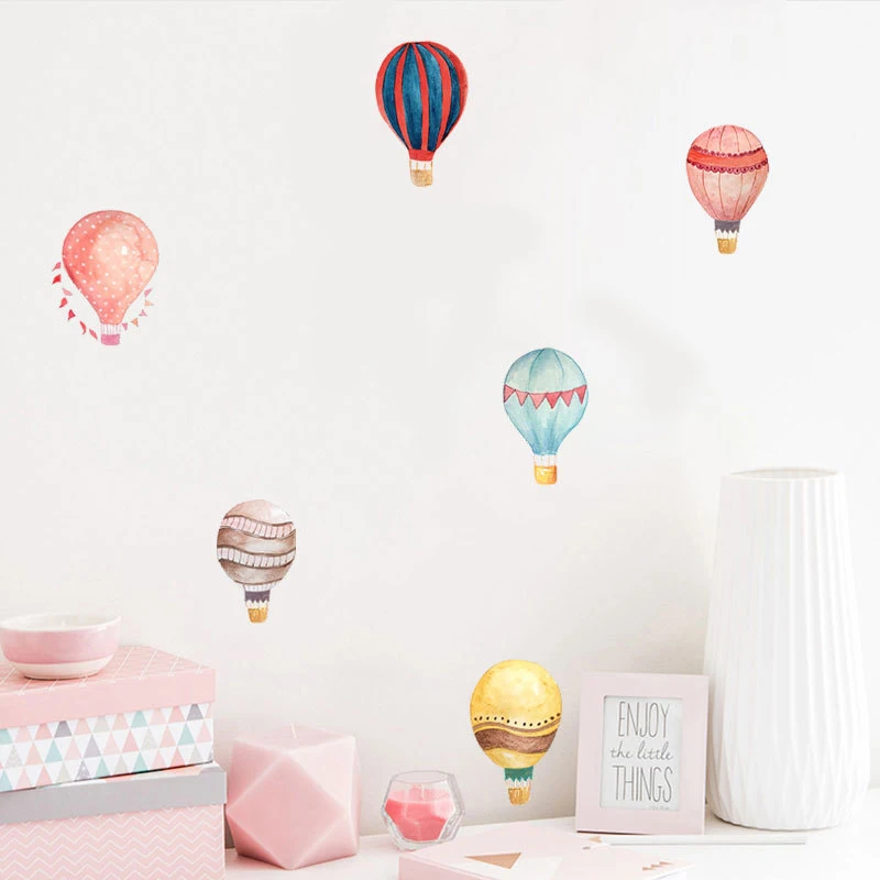 36pcs/set Colorful Fire Balloon DIY Wall Sticker for Kids Room Nursery Funny Mural Decals Ins Party Cabinet Decor Cartoon