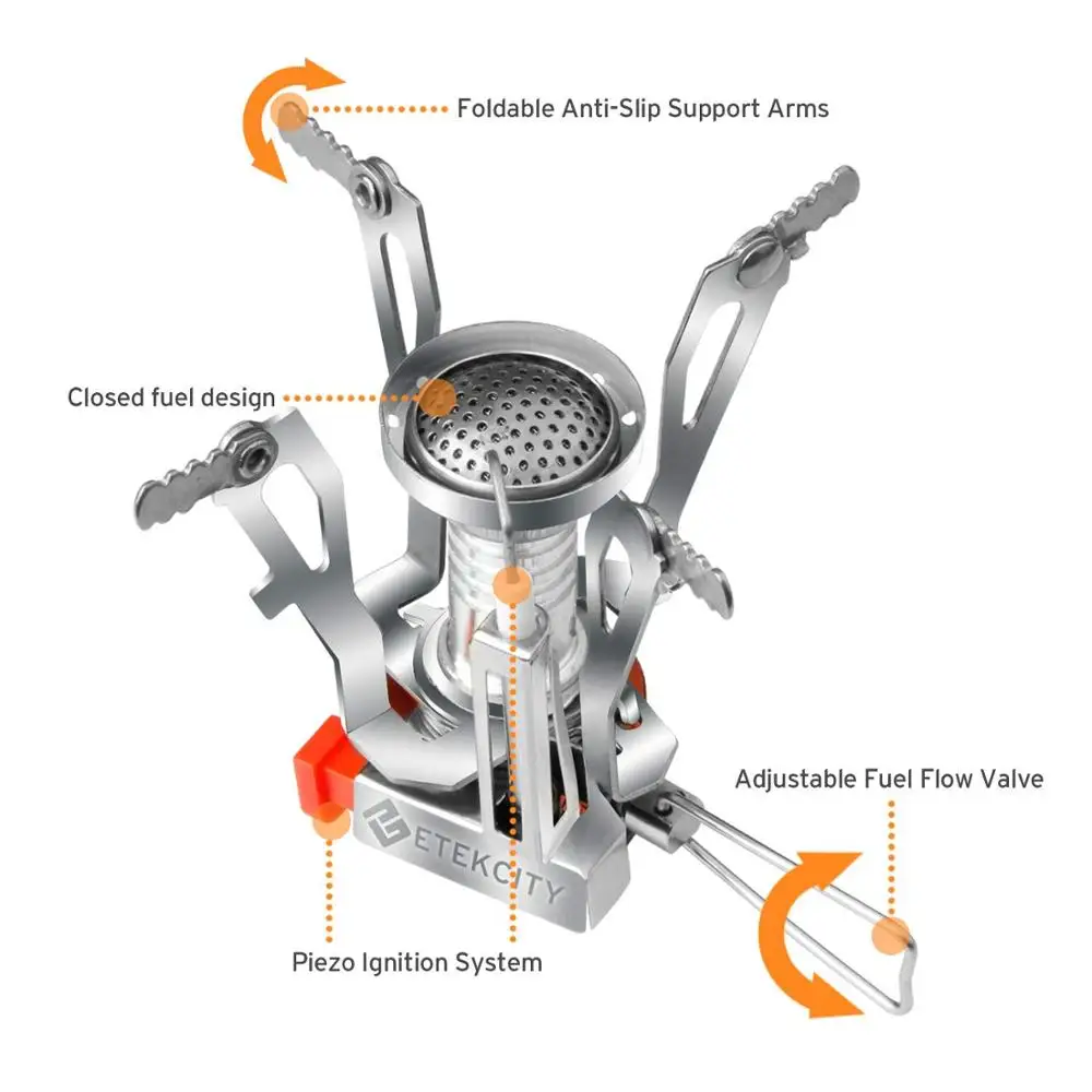 Ultralight Portable Camping Stoves Backpacking Stove with Piezo Ignition Adjustable for Traveling, Hiking, Mountaineering,Hiking