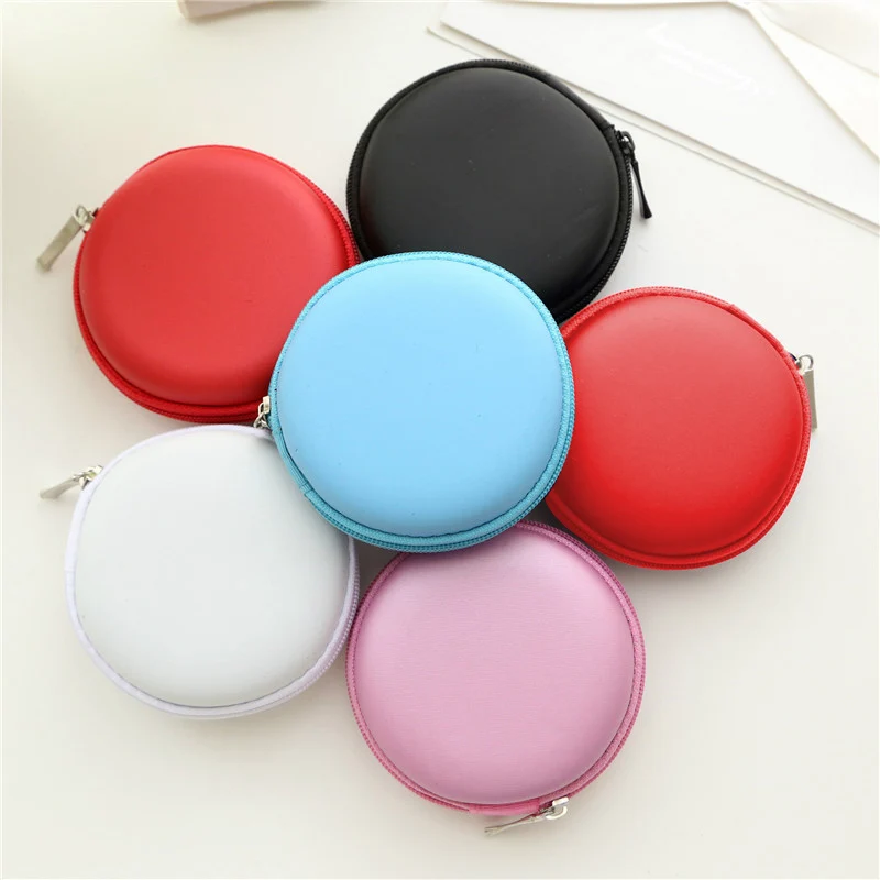 Mini Storage Box For Headphones USB Hard Case Earphone Bag Key Coin Bags Waterproof SD Card Cable Earbuds Holder Box Round Shape