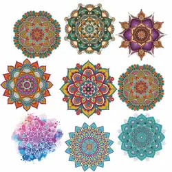 Mandala Flowers Thermo-stickers On Clothes Cartoon Patches On Clothes Iron On Transfers For Clothing Mandala Applique Stickers