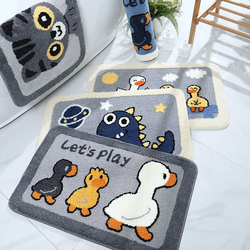 Cartoon Bathroom Water Absorption Anti Slip Floor Mat Kitchen Bedroom Children's Room Carpet Cute Duckling Door Mat