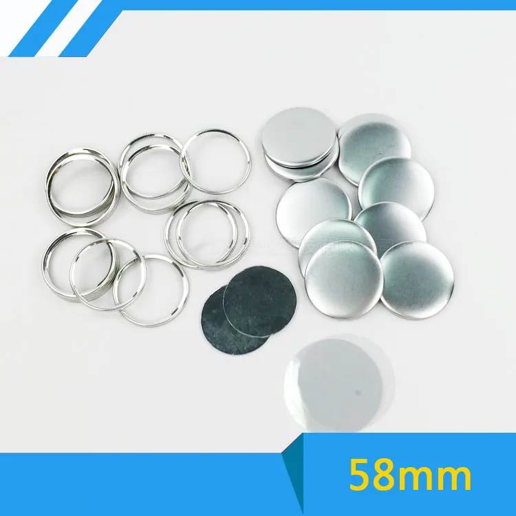 Free Shipping 58mm 100Sets Mirror Button Supply Materials for NEW Professional Badge Button Maker