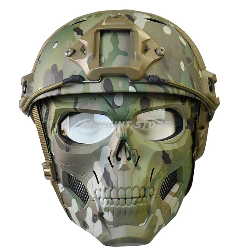 Tactical Mask Protective Full Face Clear Goggle Skull mask Dual Mode Wearing Design Adjustable Strap