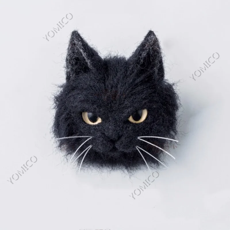 YOMICO Cat Brooch Plushie Craft kit Wool for felting Needlework Felt handmade doll Handicraft Goyard dolls sewing kits