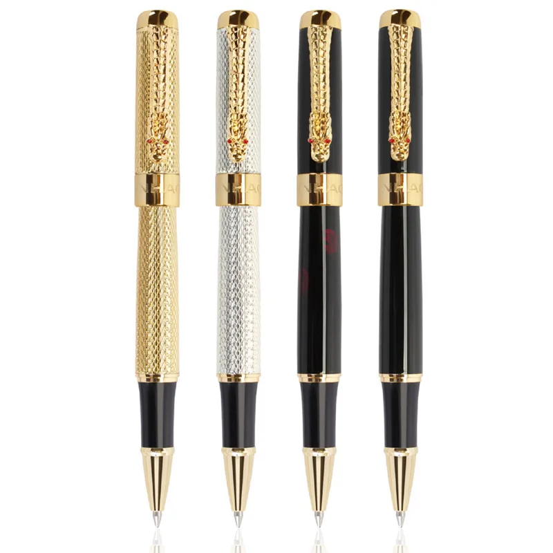 Jinhao-Juego de bolígrafos de Gel 1200 de lujo, poste de Metal dorado y plateado, bolígrafos de tinta para regalos de oficina, punta de 0,7 MM,