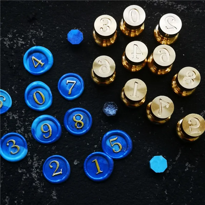 12mm diameter mini number Sealing Wax Stamp brass head and color wood handle DIY Scrapbooking Envelope Card Decoration
