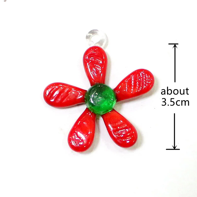 2PCS New Hanging Cute Glass Flower Mini Ornaments Wedding Party Fairy Garden Xmas Decor Pendant DIY Jewelry Necklace Accessories