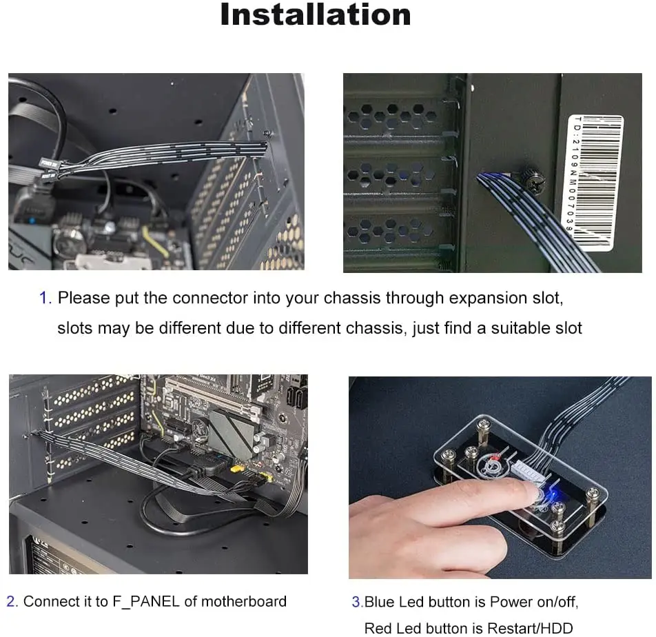 Interruptor do poder do computador do Desktop, botão externo do poder, caixa do PC, botão do reinício