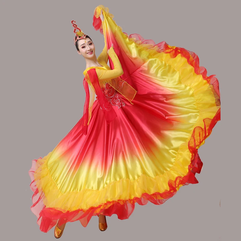 Spanish Flamenco skirts Opening Dance Big Pendulum Dress Adult Women Modern Dancing Stage Performance Costume DL6111