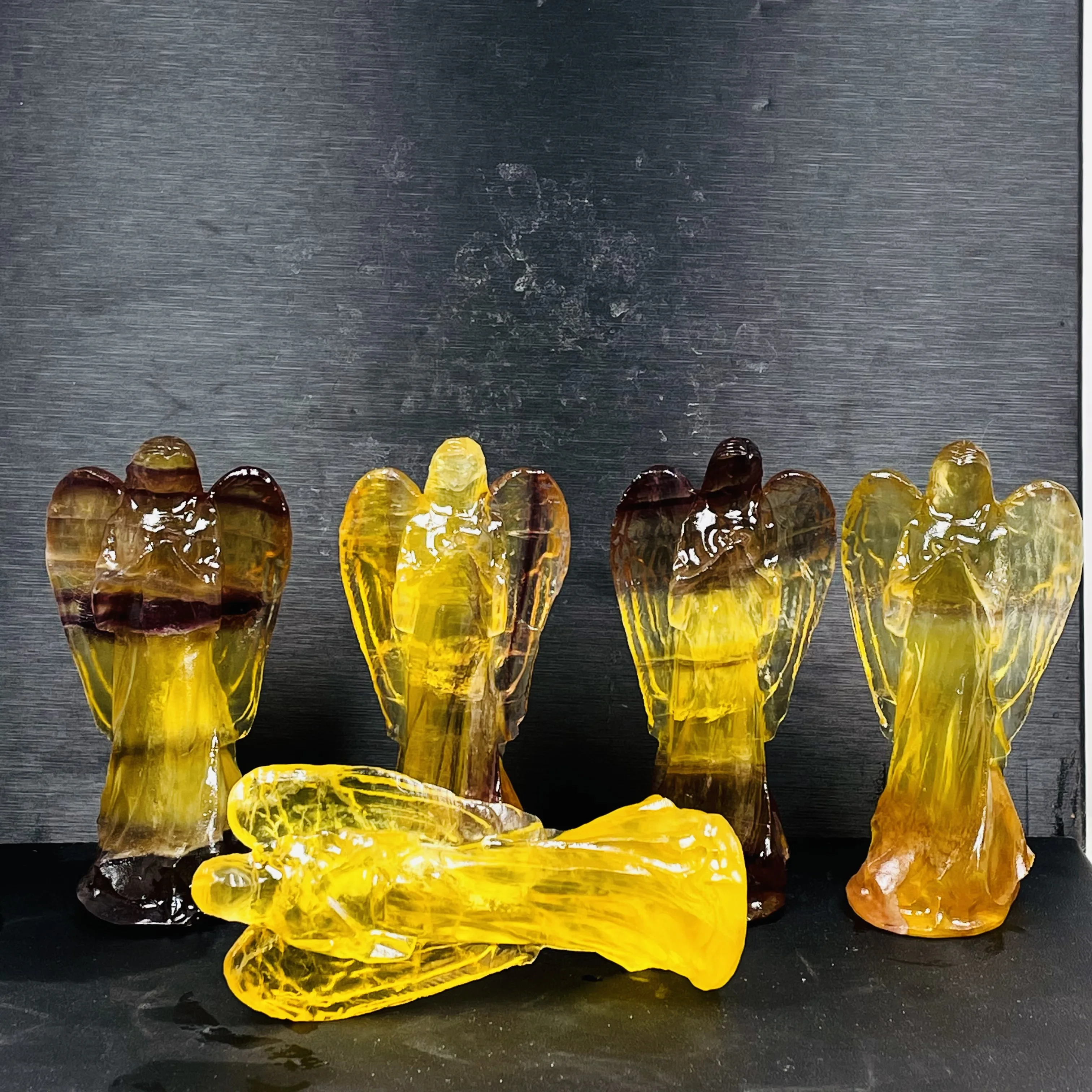 

NEW!!!!!!!!!Natural Yellow Fluorite Matt Surface Crystal Guardian Angel Figurine Healing Gem Craft Gift Home Decor Ornaments