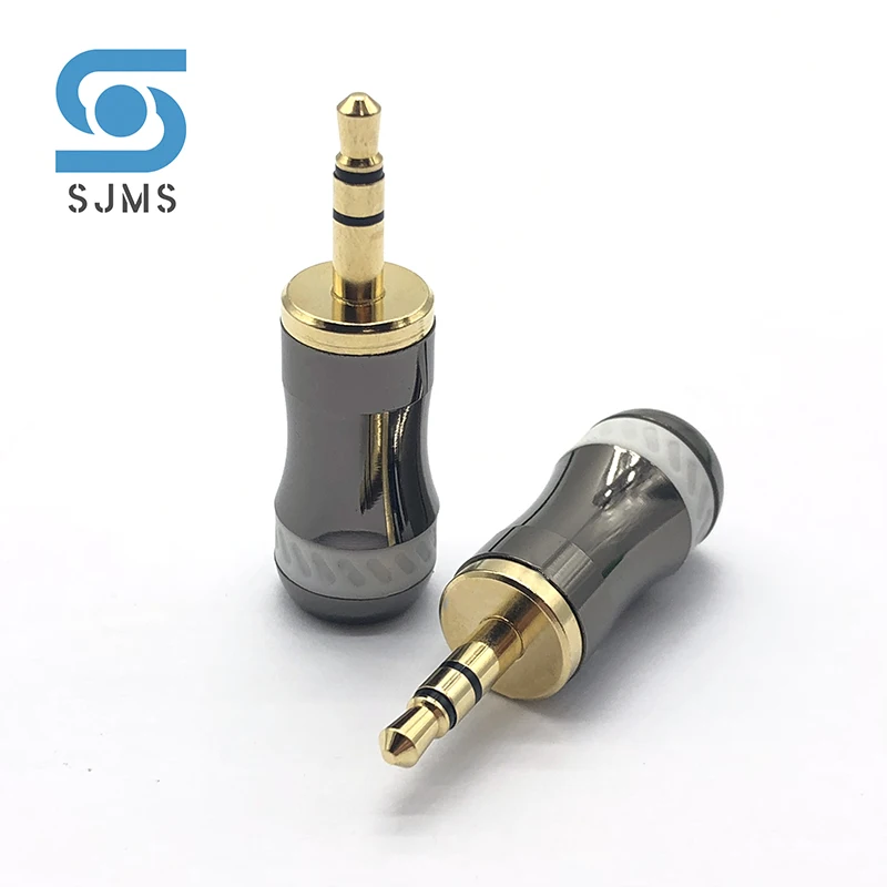 Gold plated Stereo with Clip 3.5 mm 3 Pole Repair Headphone Jack Plug Cable Audio Plug Jack Connector Soldering for 8 mm Cable