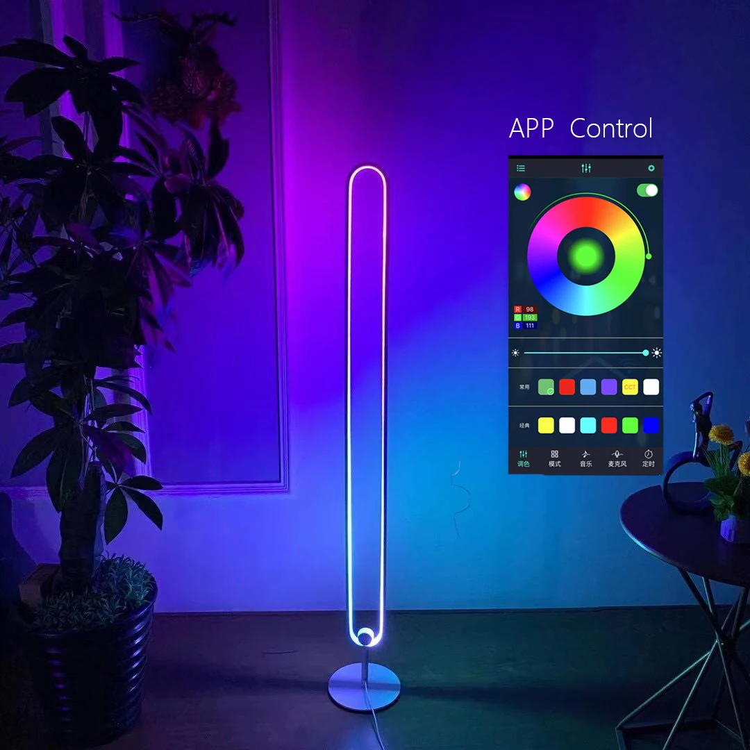 Modern Rgb Corner Floor Lamp Colorful Nordic Standing Lamps for Living Room Decor Indoor Bedroom Minimalist Atmosphere Led Lamps