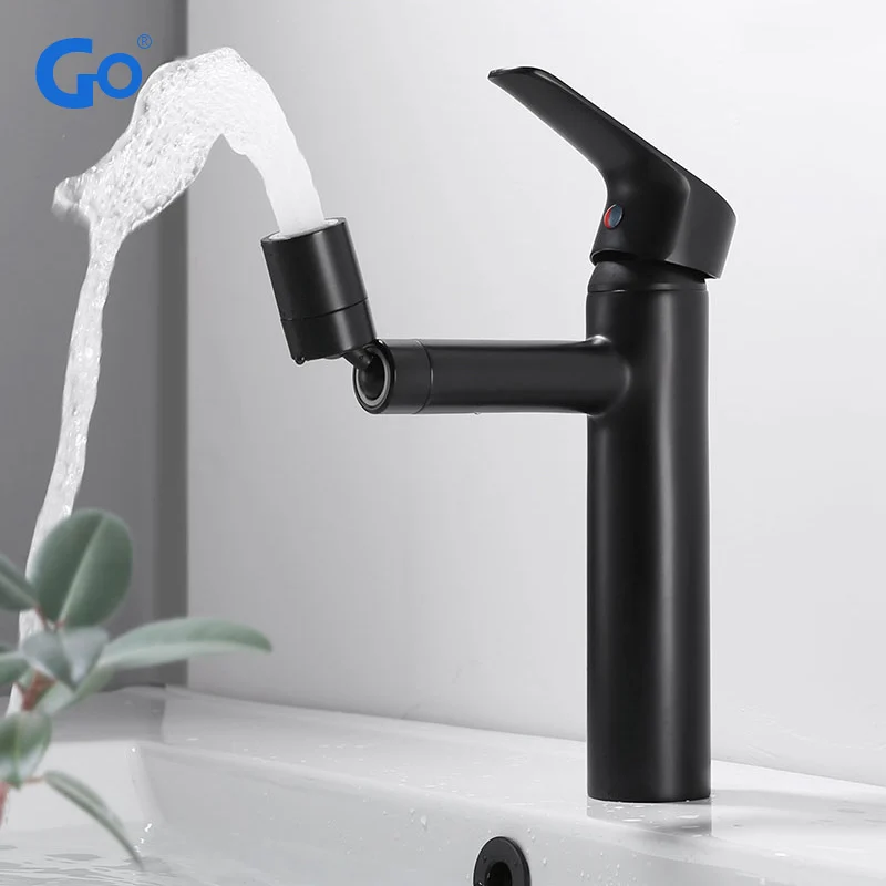 

360 Rotation Spray Basin Faucet Hot Cold Bathroom Faucet Washbasin Taps Vessel Sink Mixer Tap Deck Mounted