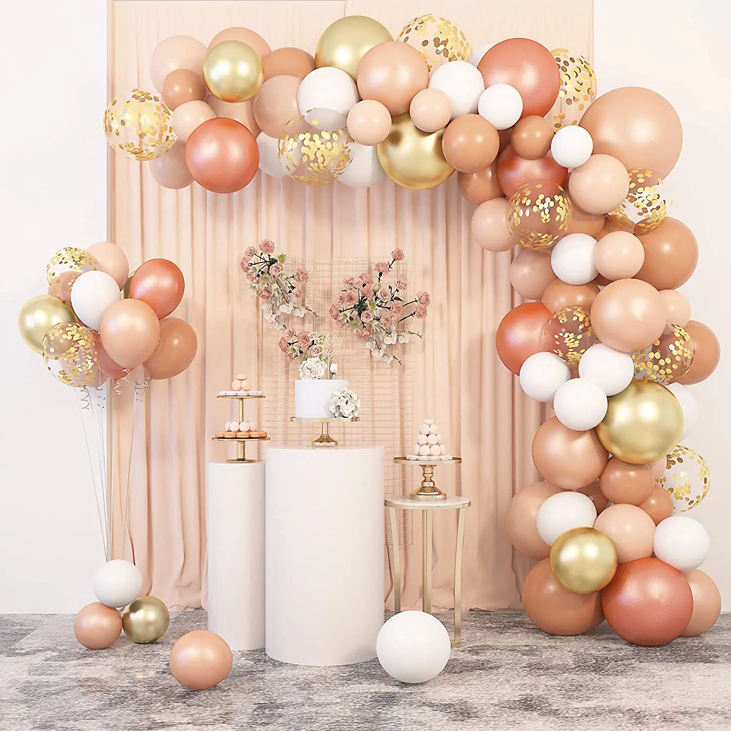 

129 Pcs Blush Balloons Garland Arch Kit for Wedding Birthday Baby Shower Wedding Graduation Bachelorette Parties Decorations