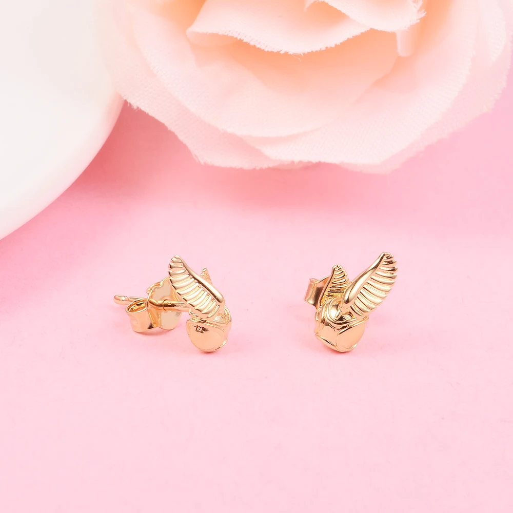 Golden Wings Snitch Stud Earrings 2021 Gift Sterling Silver Jewelry Earrings For Woman Party Jewelry Making