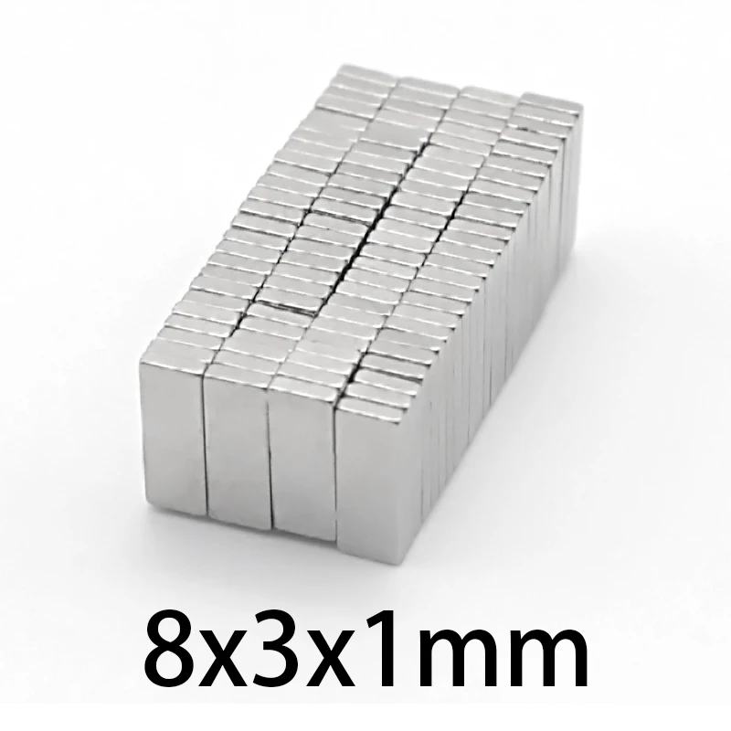 

8x3x1mm Cuboid crafts Magnets 8mmx3mmx1mm N35 Neodymium magnetic 8*3*1mm Rectangular rare earth Magnet NdFeB super