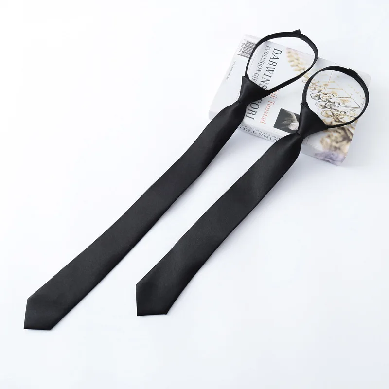 

Pre-tied Zipper Tie Neck Mens Skinny 5cm Zipper Neckties Red Black Blue Solid Color Slim Narrow Entertainment Party