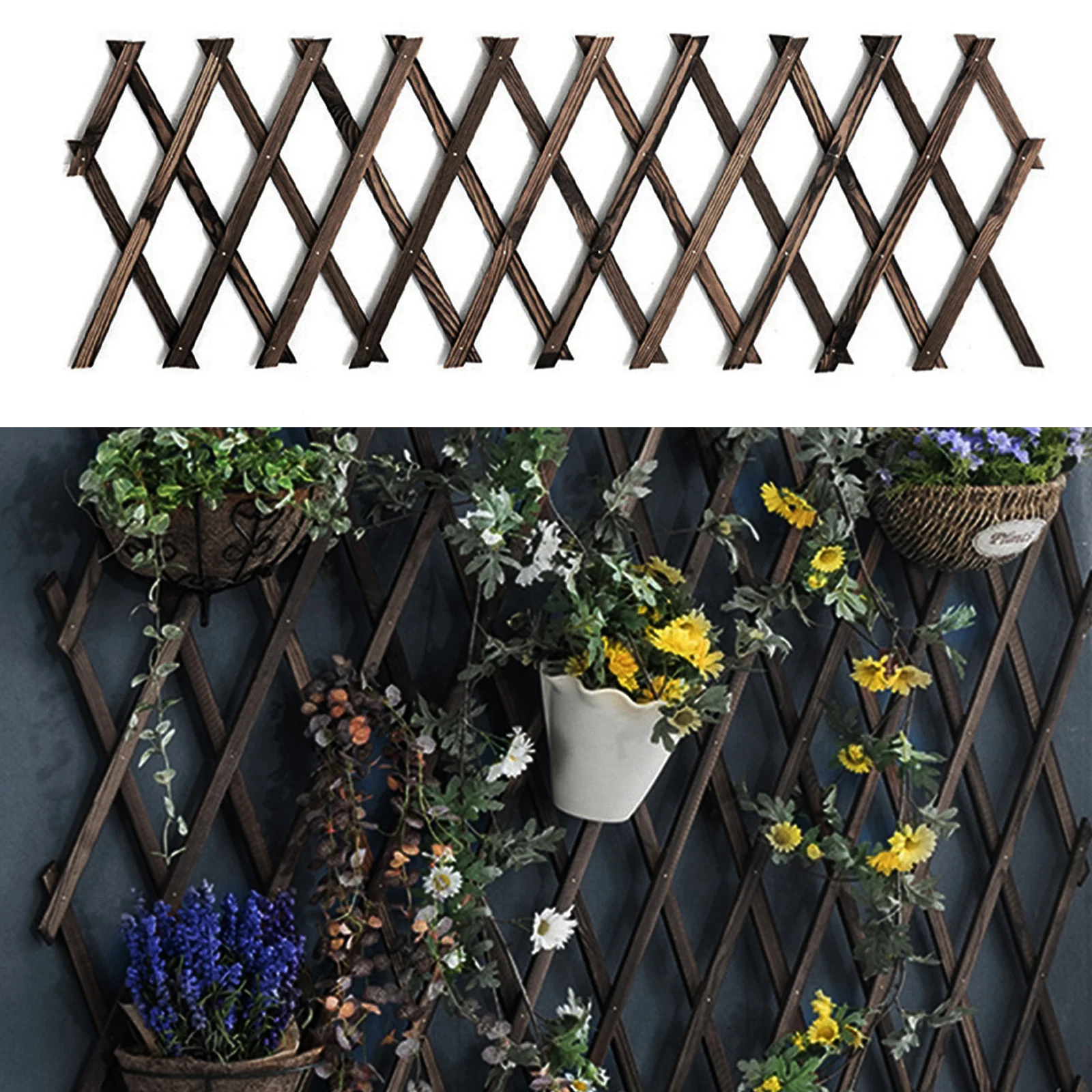 Expandable Garden Trellis Plant Support Lattice Fence Panel for Climbing Plants Vine Ivy Rose Cucumbers Clematis